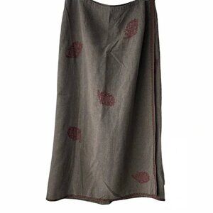 J. JILL Brown Leaf Embroidered Wrap Skirt 16W